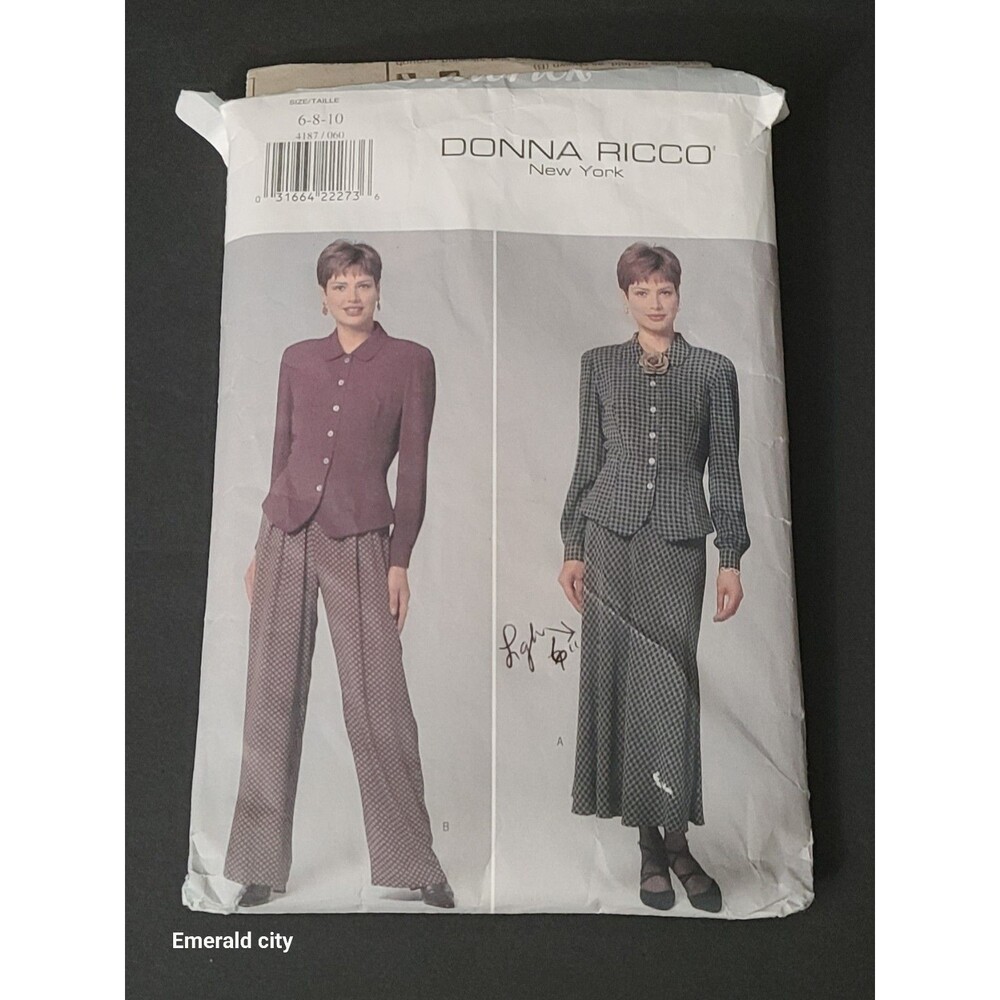 Vtg Butterick Pattern 4187 Shirt Jacket Top Flared Skirt Pants Sizes 6 8 10 Cut